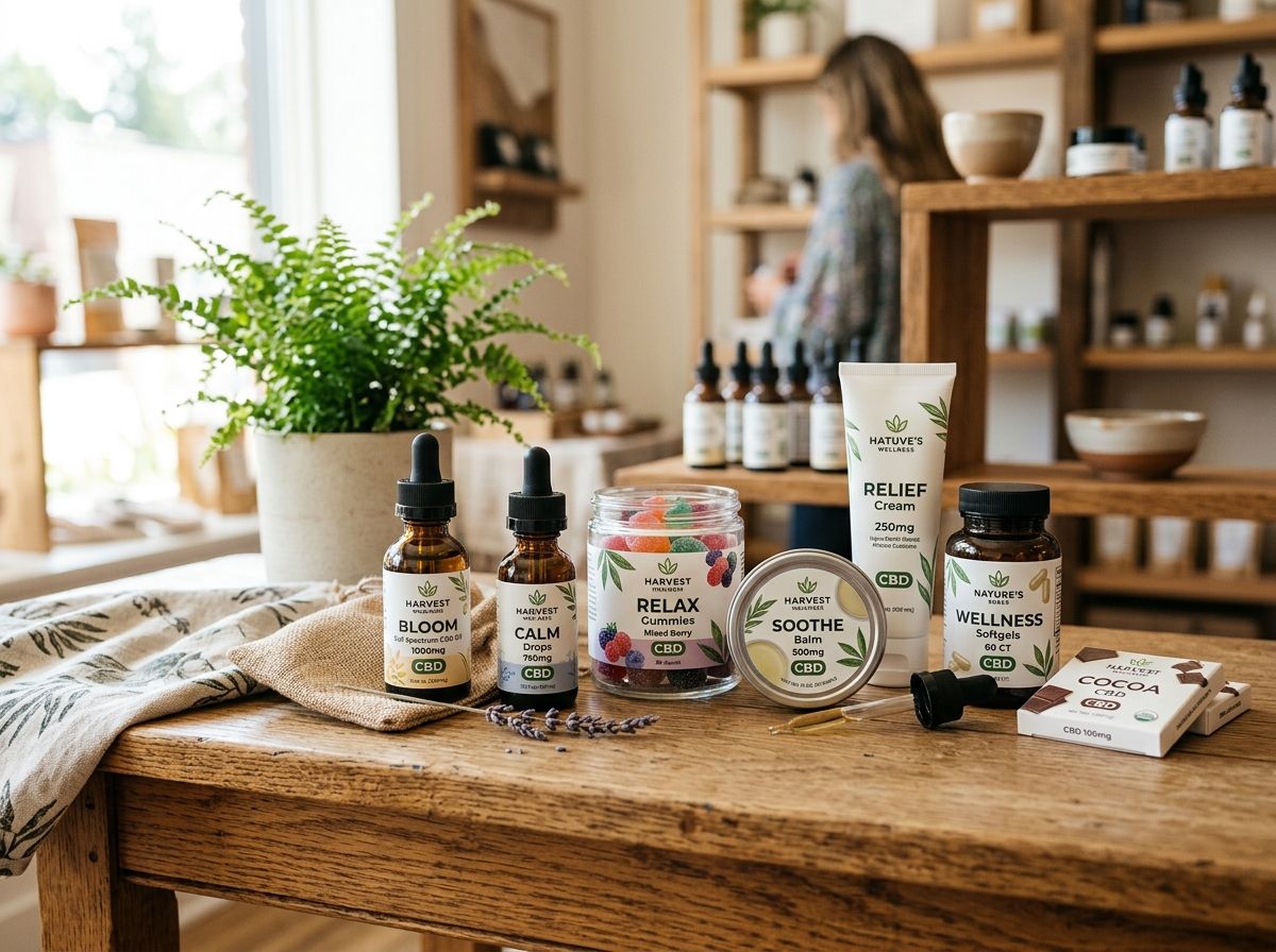 An assortment of CBD products on a wooden table