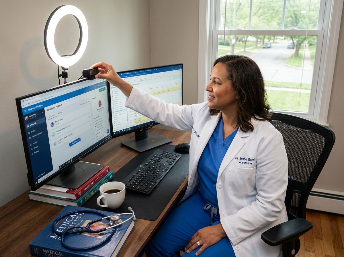 Healthcare provider preparing for a virtual consultation with a patient