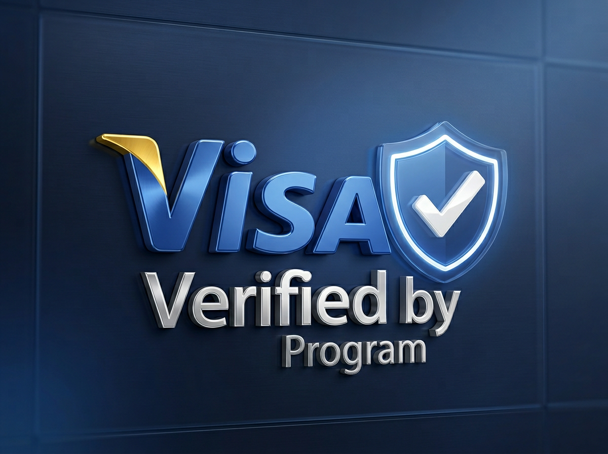 Verified by Visa logo and 3d rendering