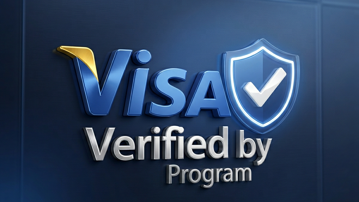 Verified by Visa logo and 3d rendering