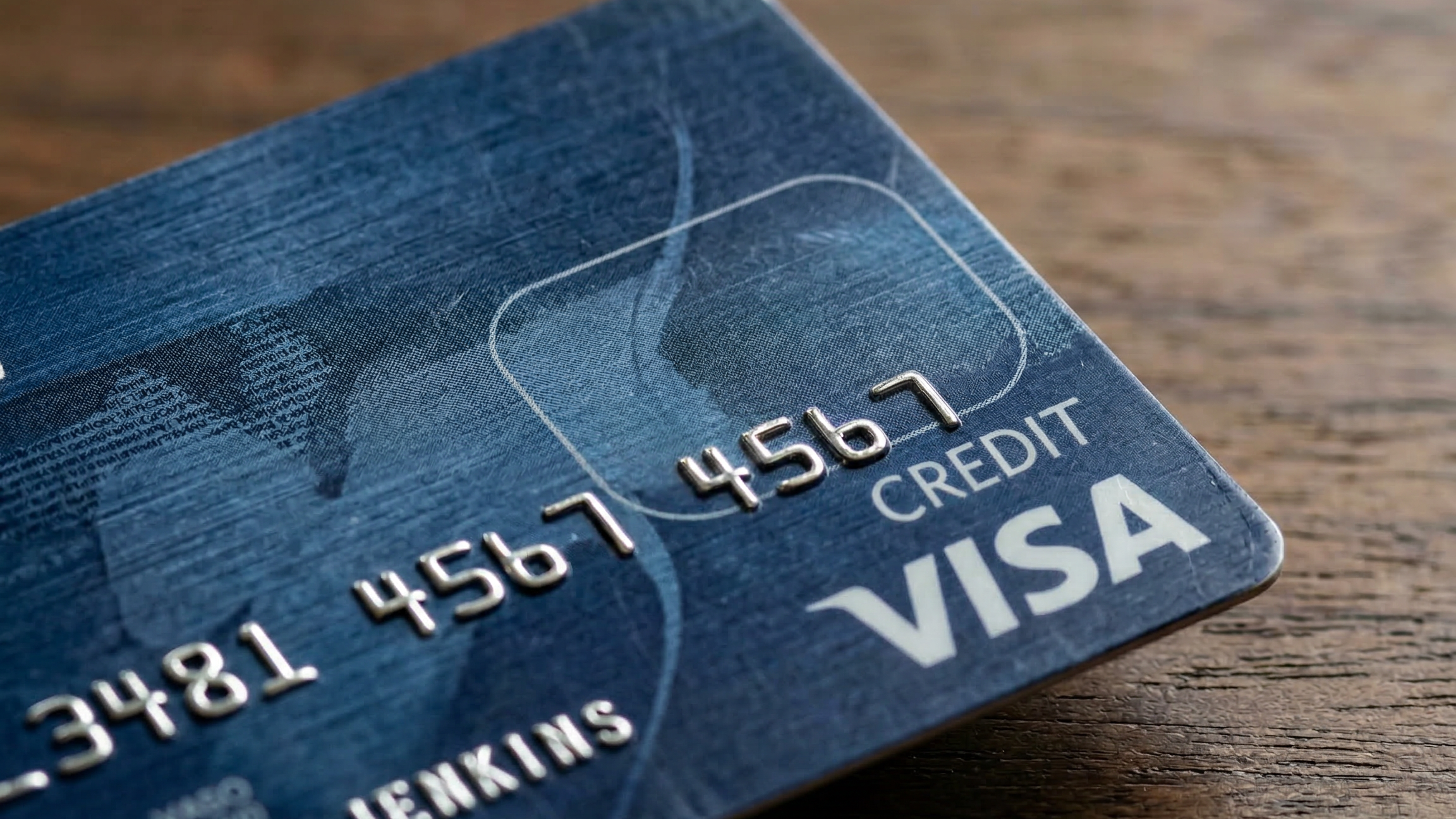 A close up of the corner of a visa credit card