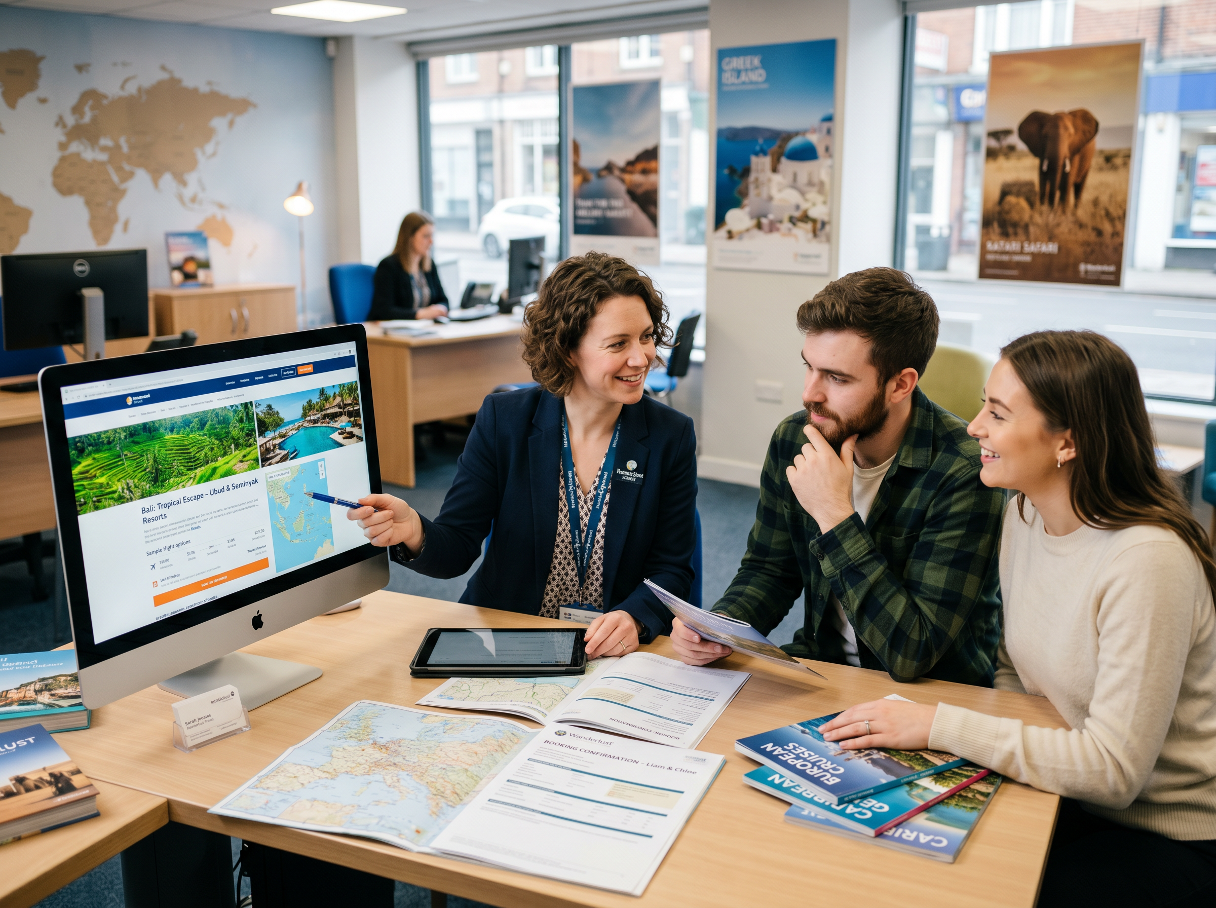 A travel industry agent with clients
