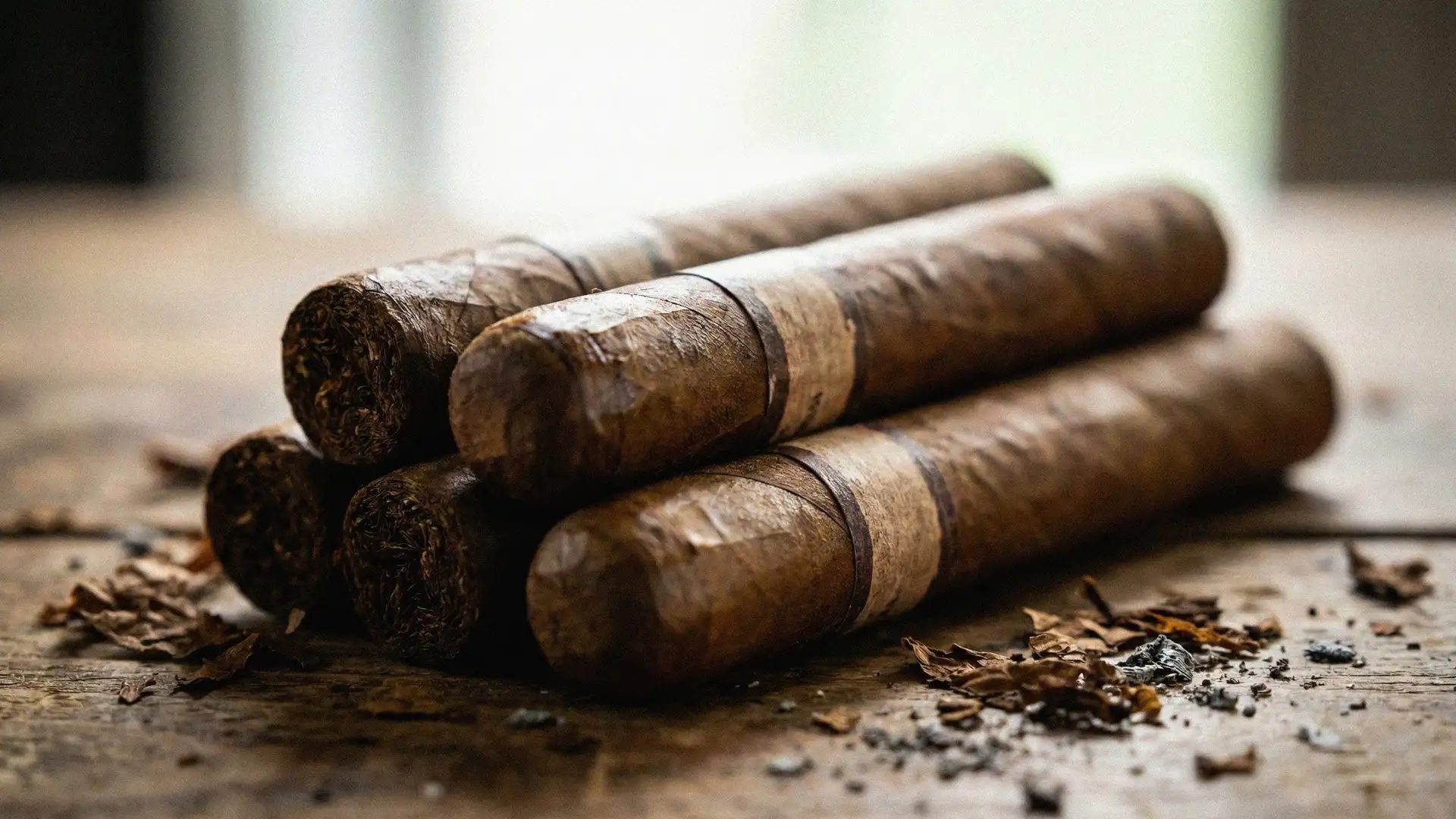 A stack of tobacco cigars