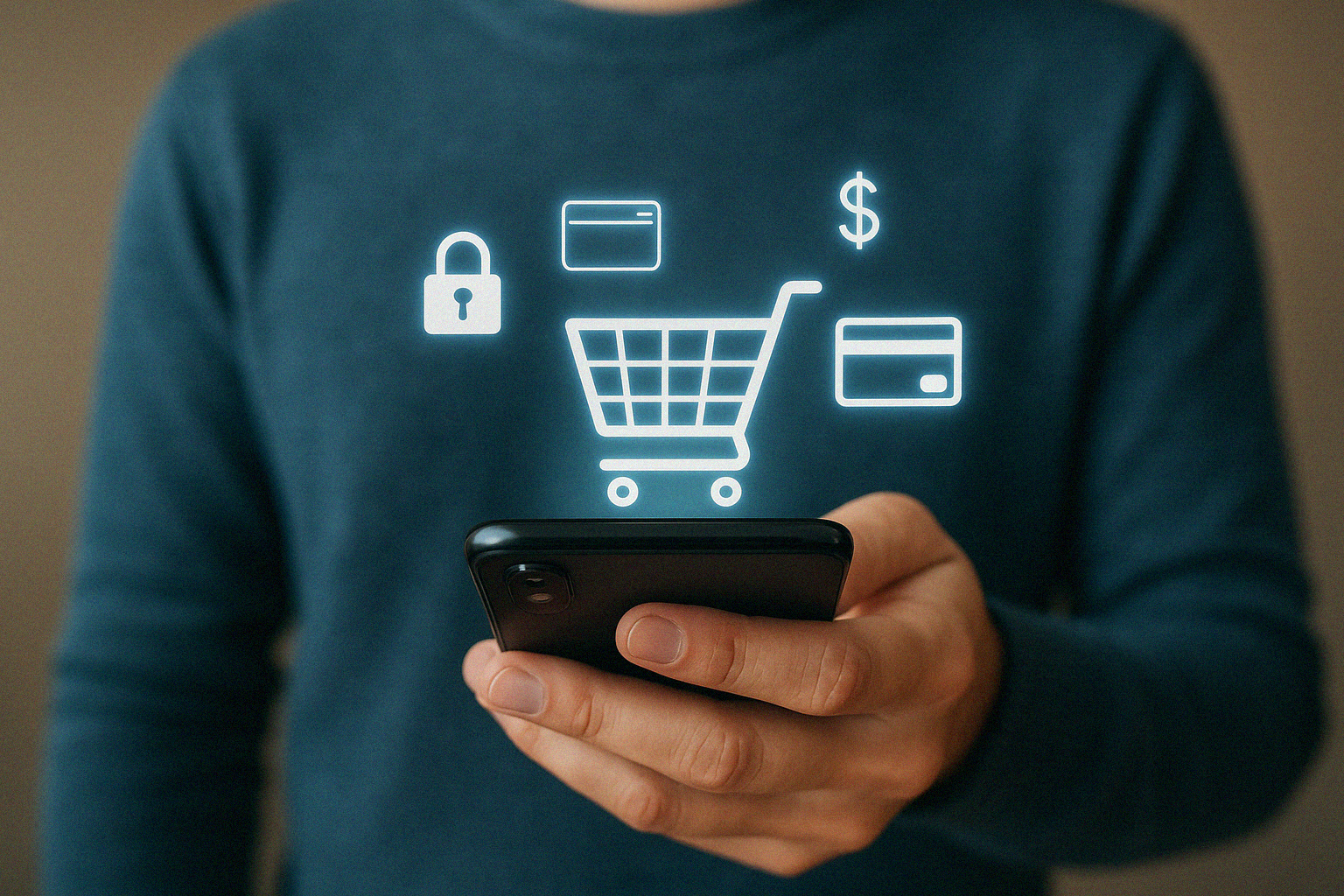 Customer using their phone to explore payment options.