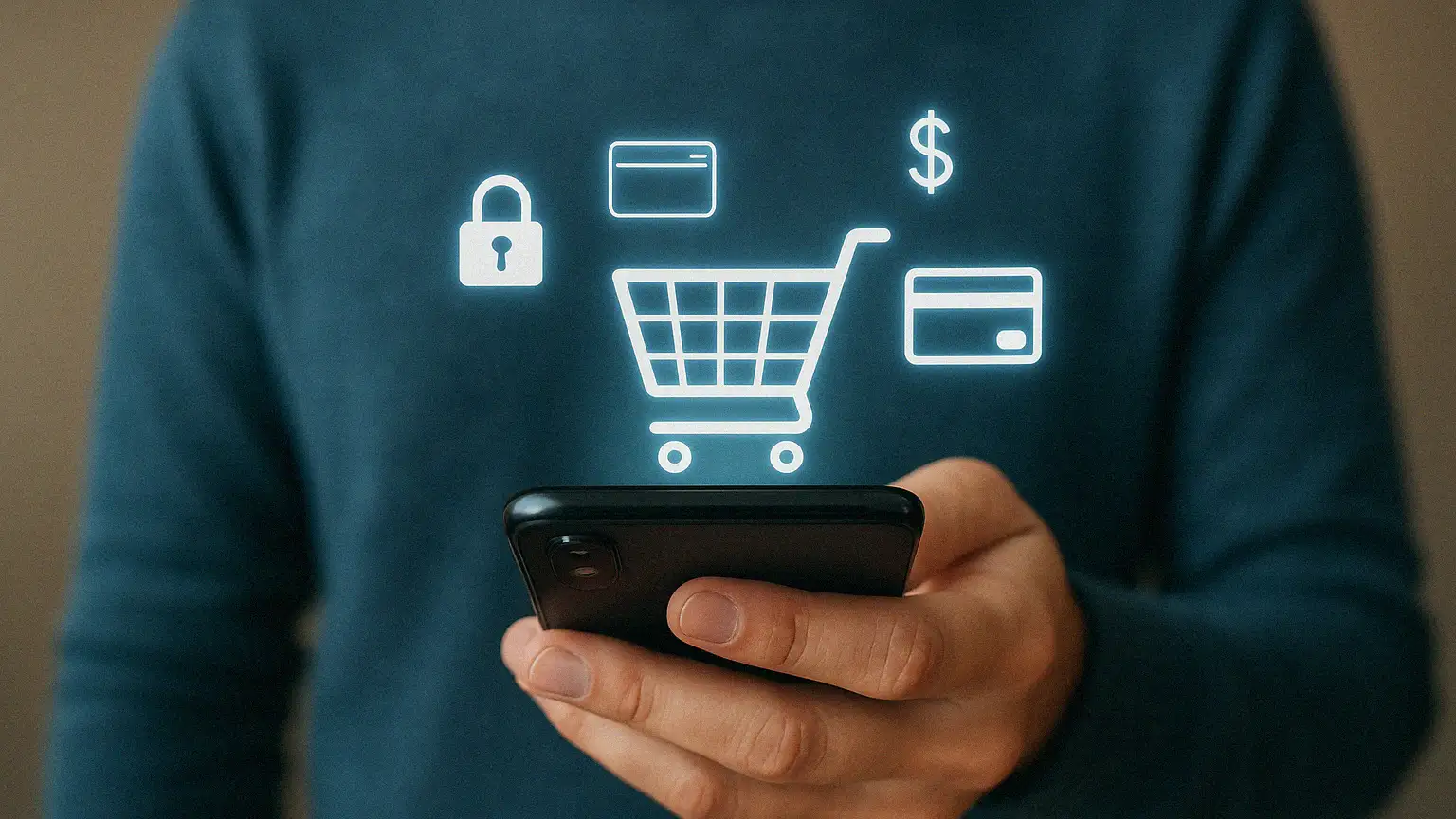 Customer using their phone to explore payment options.