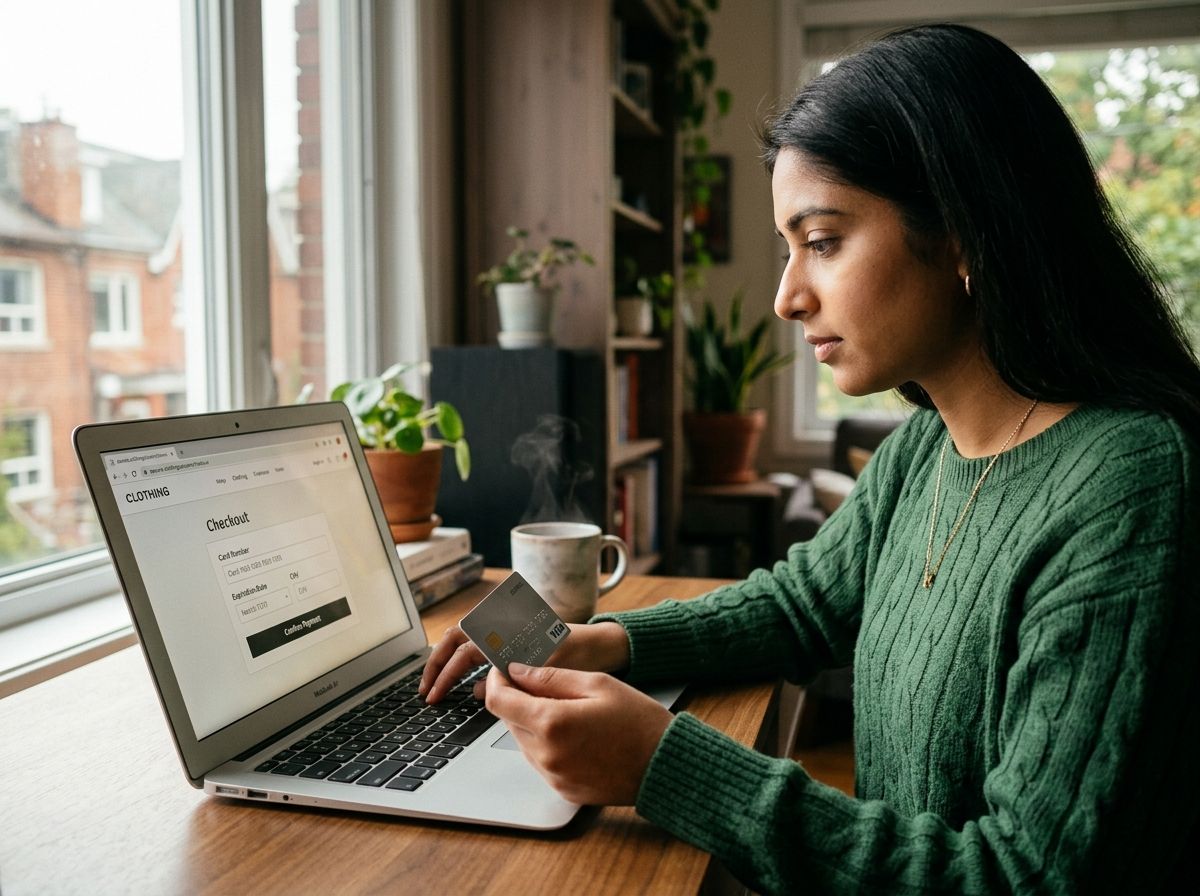 A woman using a laptop to pay for a service online.