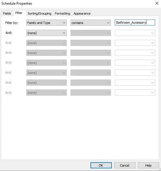family and type filters in schedule view image family and type filters in schedule view image