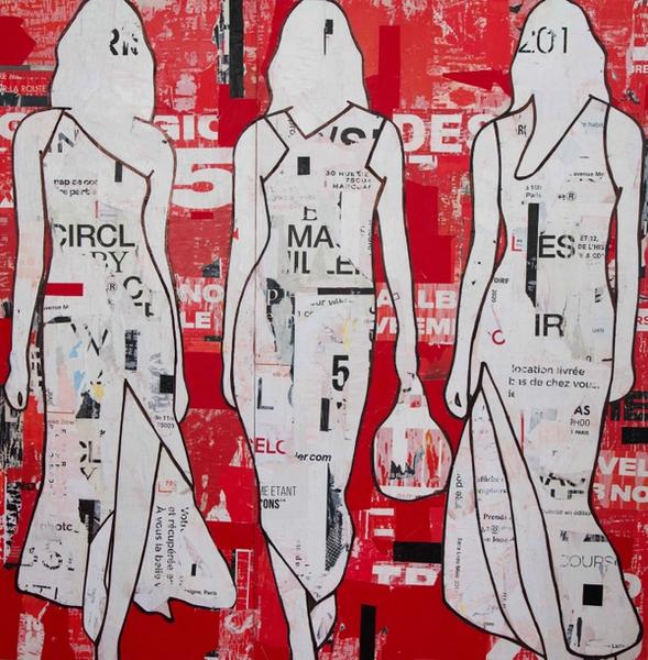 3 Walking Girls, Red