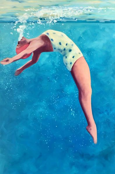 Swimmer in Bubbles