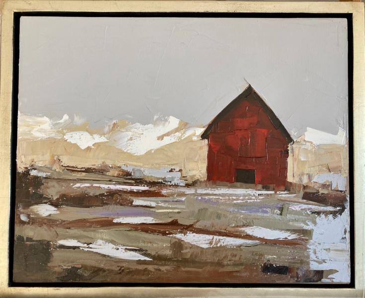 Sandra Pratt - Red Barn in Ochre Field