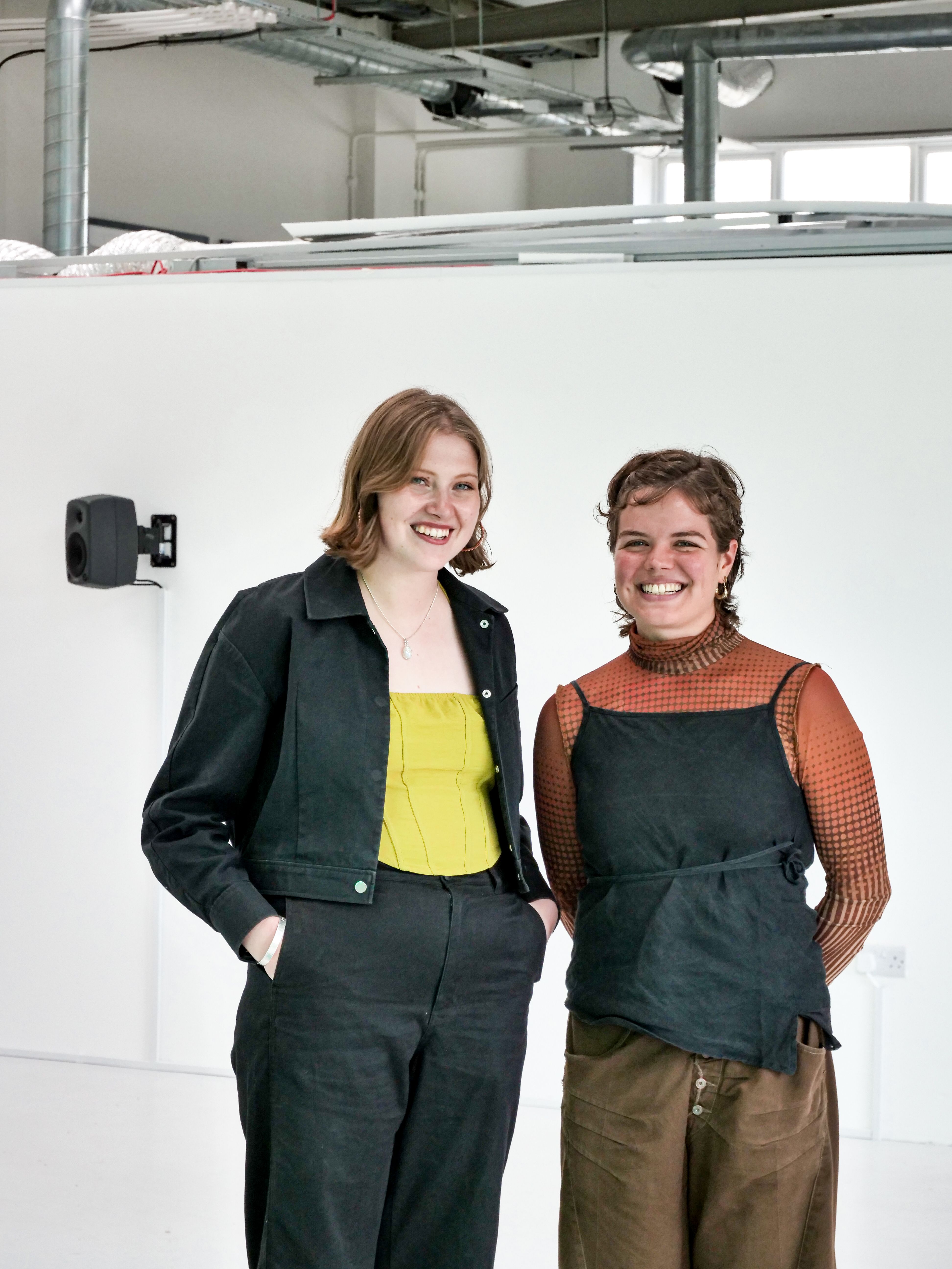 Image of Fran Painter Fleming and Djuna O'neil standing in Flatland exhibition space