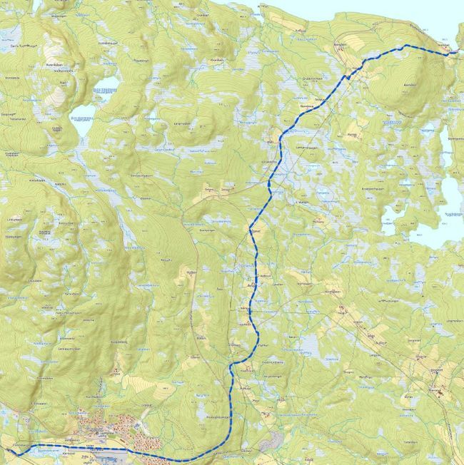 Kart over trasse Mølnhusbekken