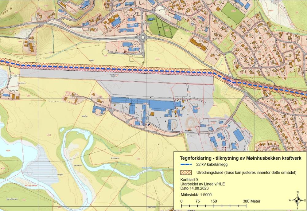 Tegnforklaring - tilknytning av Mølnhusbekken kraftverk