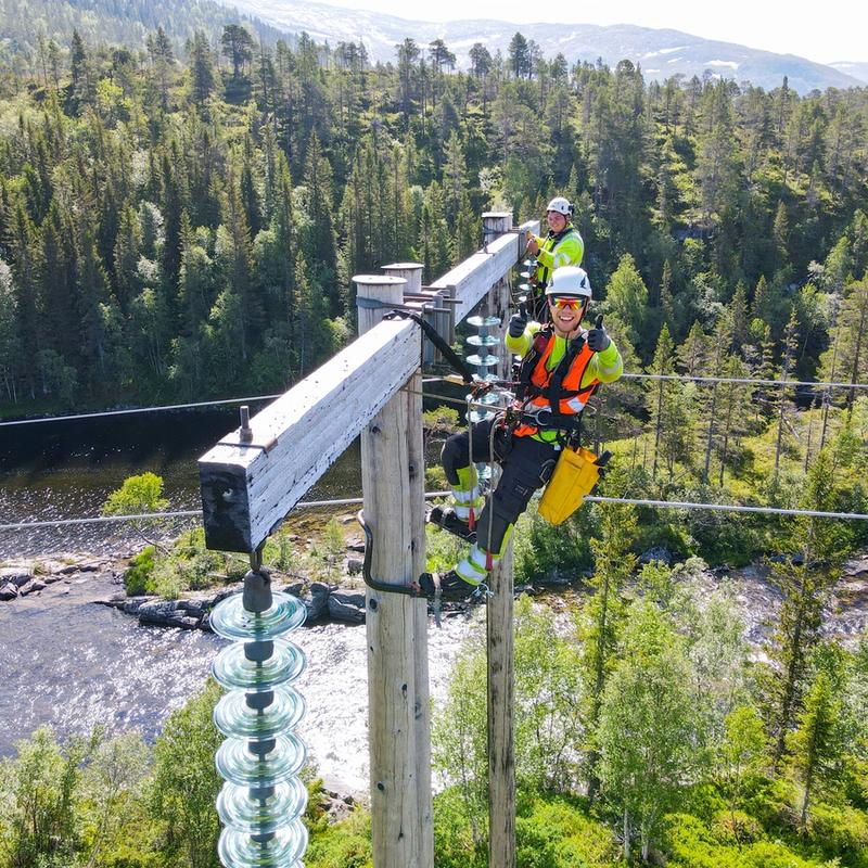 Kandola Næsvold i høyspentmast
