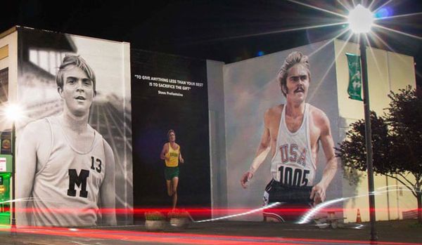 Steve Prefontaine Mural in Downtown Coos Bay, Oregon