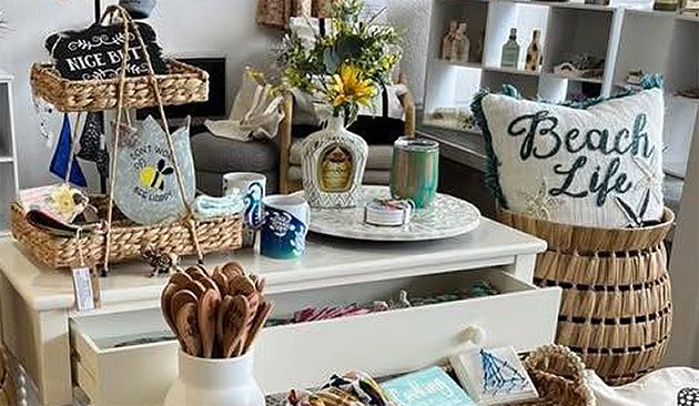 Handcrafted home décor and gifts on display at Creative Creations in Coos Bay