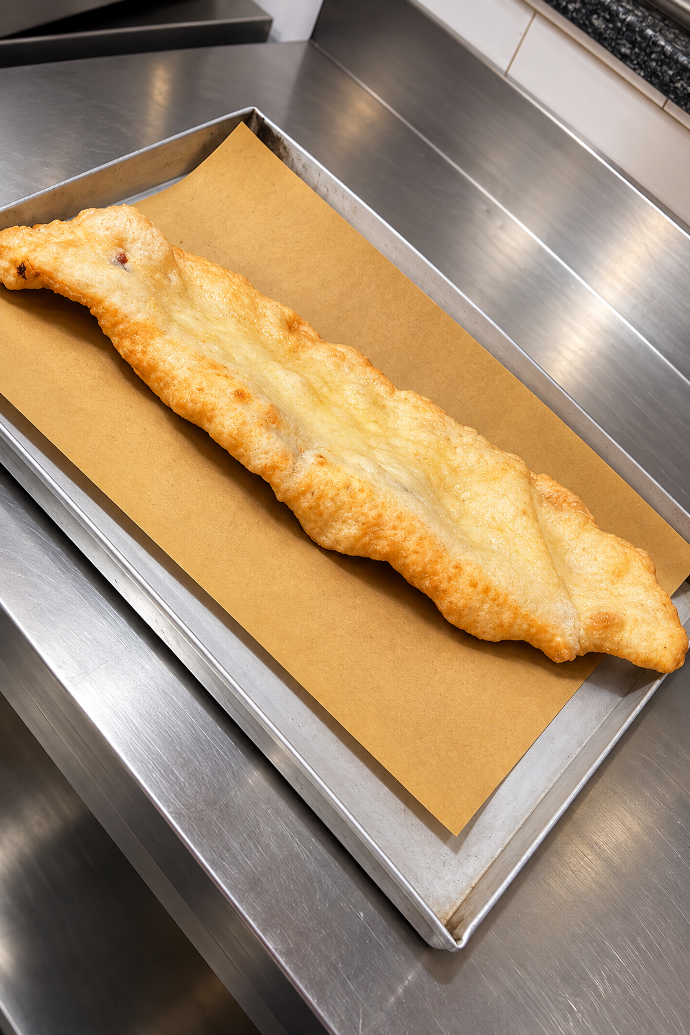 pizza fritta appena uscita dalla friggitrice