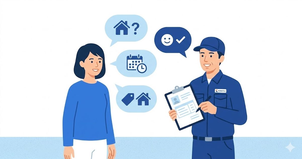消費者と塗装業者が穏やかに対話しているイラスト