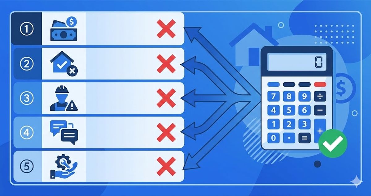 5つの後悔パターンが1つの人工逆算で防げることを示すインフォグラフィック