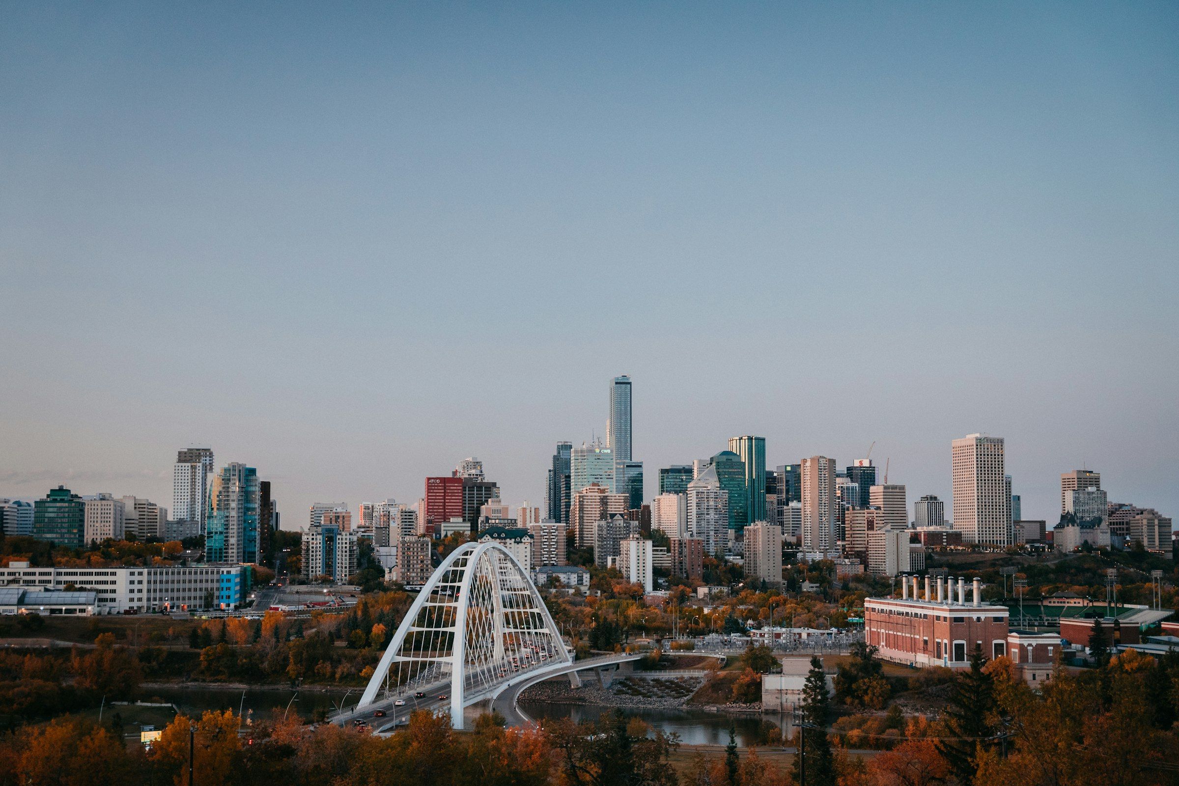 The Edmonton skyline above the North Saskatchewan River valley