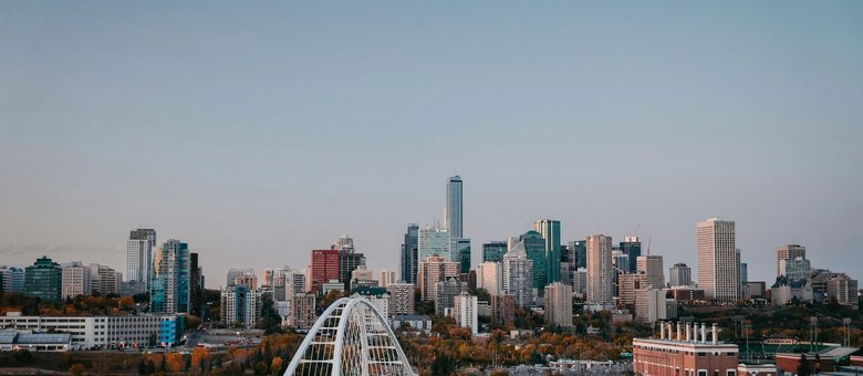 The Edmonton skyline above the North Saskatchewan River valley