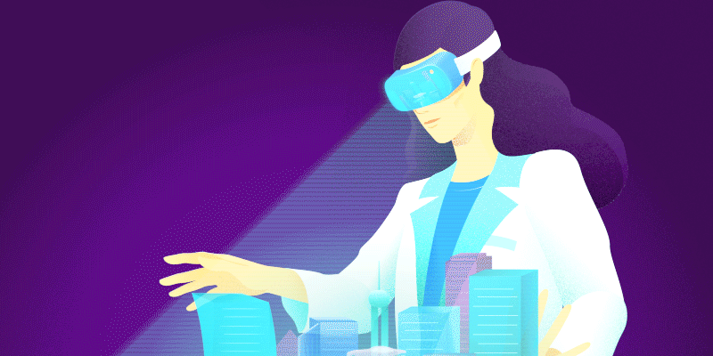 "Visual representation of Augmented Reality (AR) and Virtual Reality (VR) technologies in action, showcasing immersive experiences in gaming, healthcare, and education. The image highlights VR headsets fully immersing users in 3D virtual worlds and AR applications enhancing real-world environments with digital elements, offering innovative solutions in various industries. This portrayal emphasizes how AR and VR are revolutionizing user interactions and creating new possibilities for digital engagement.