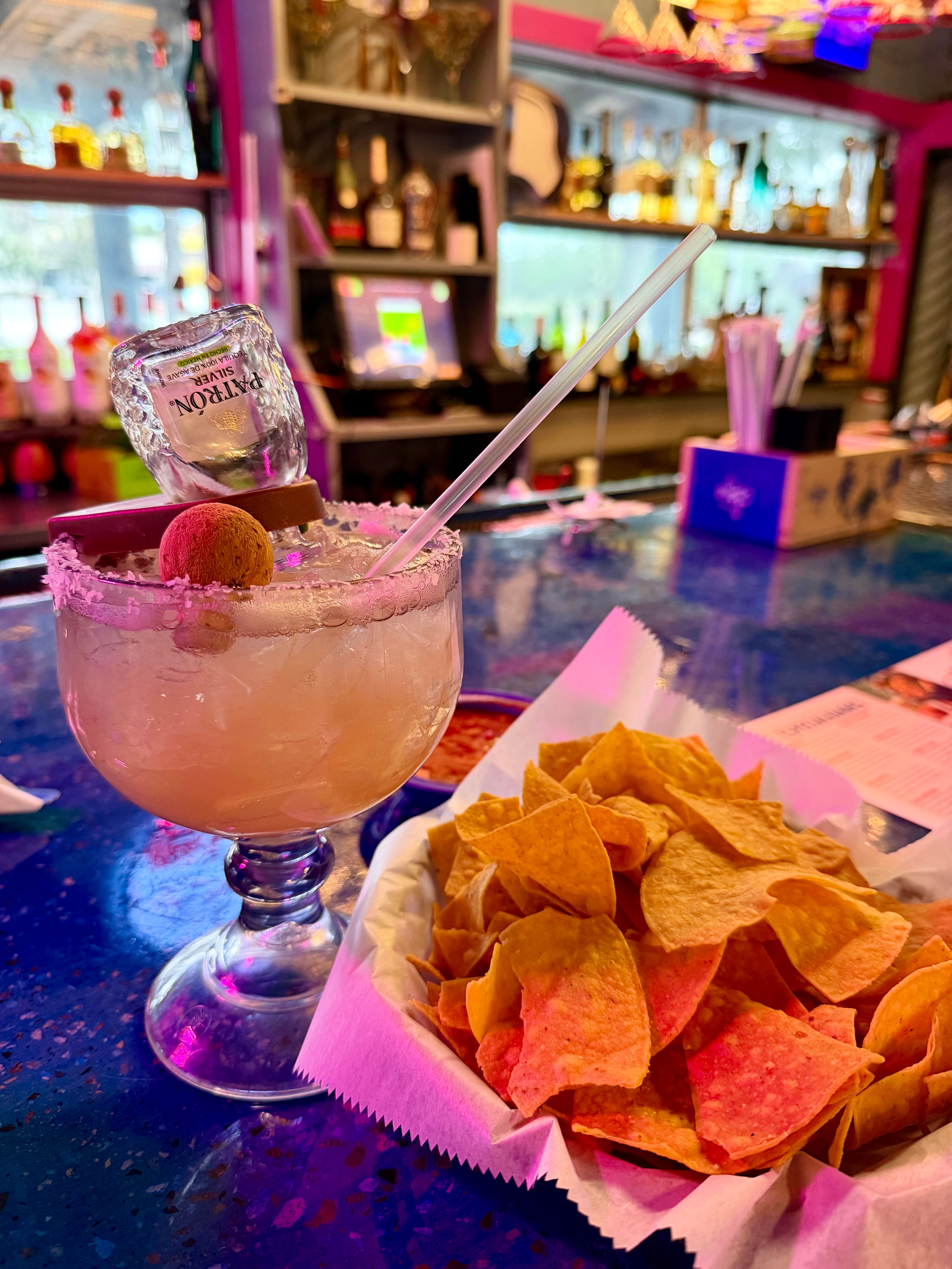 Chips and Patron margarita at Cielito Lindo Mexican Grill