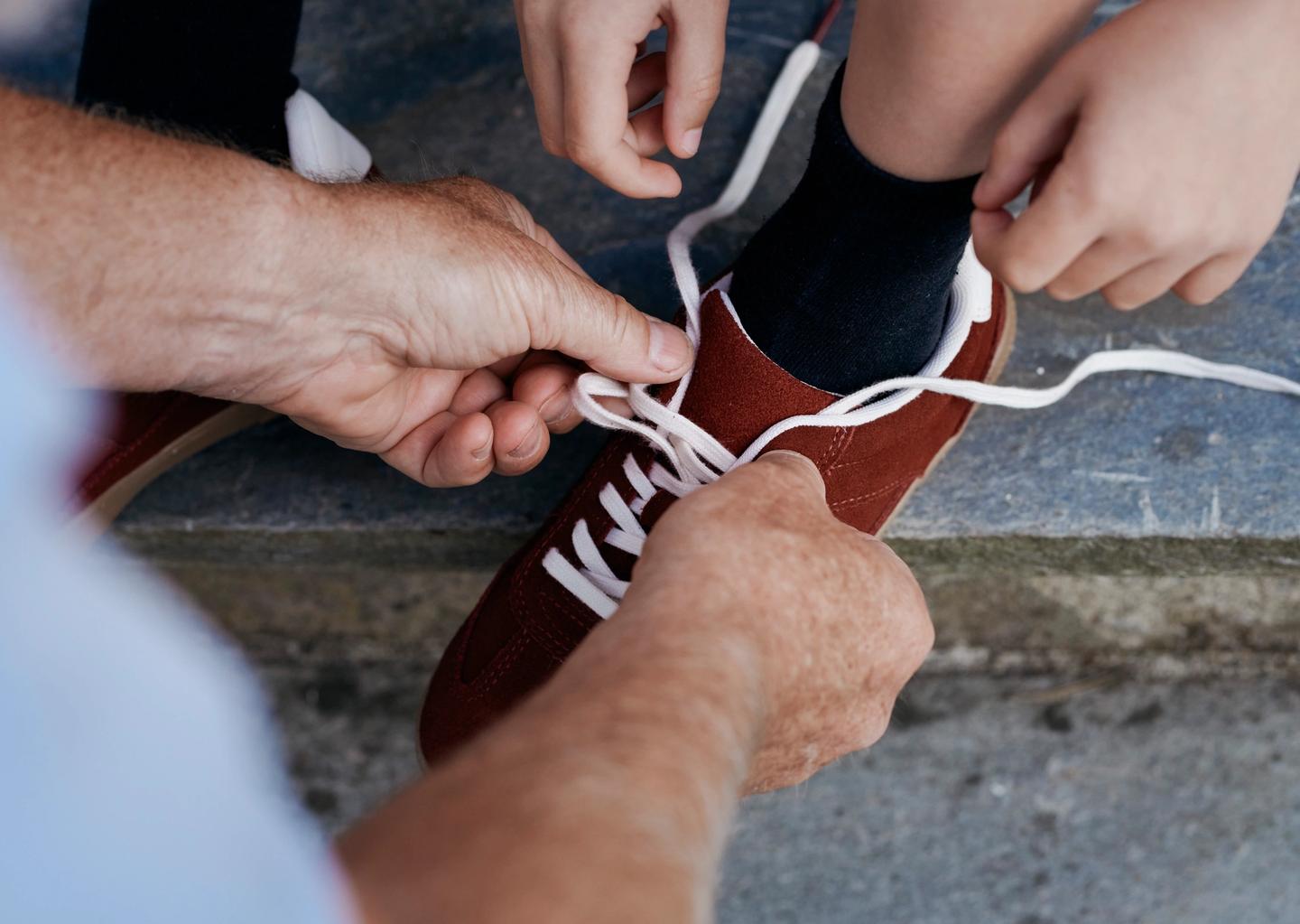 Shoes getting tied