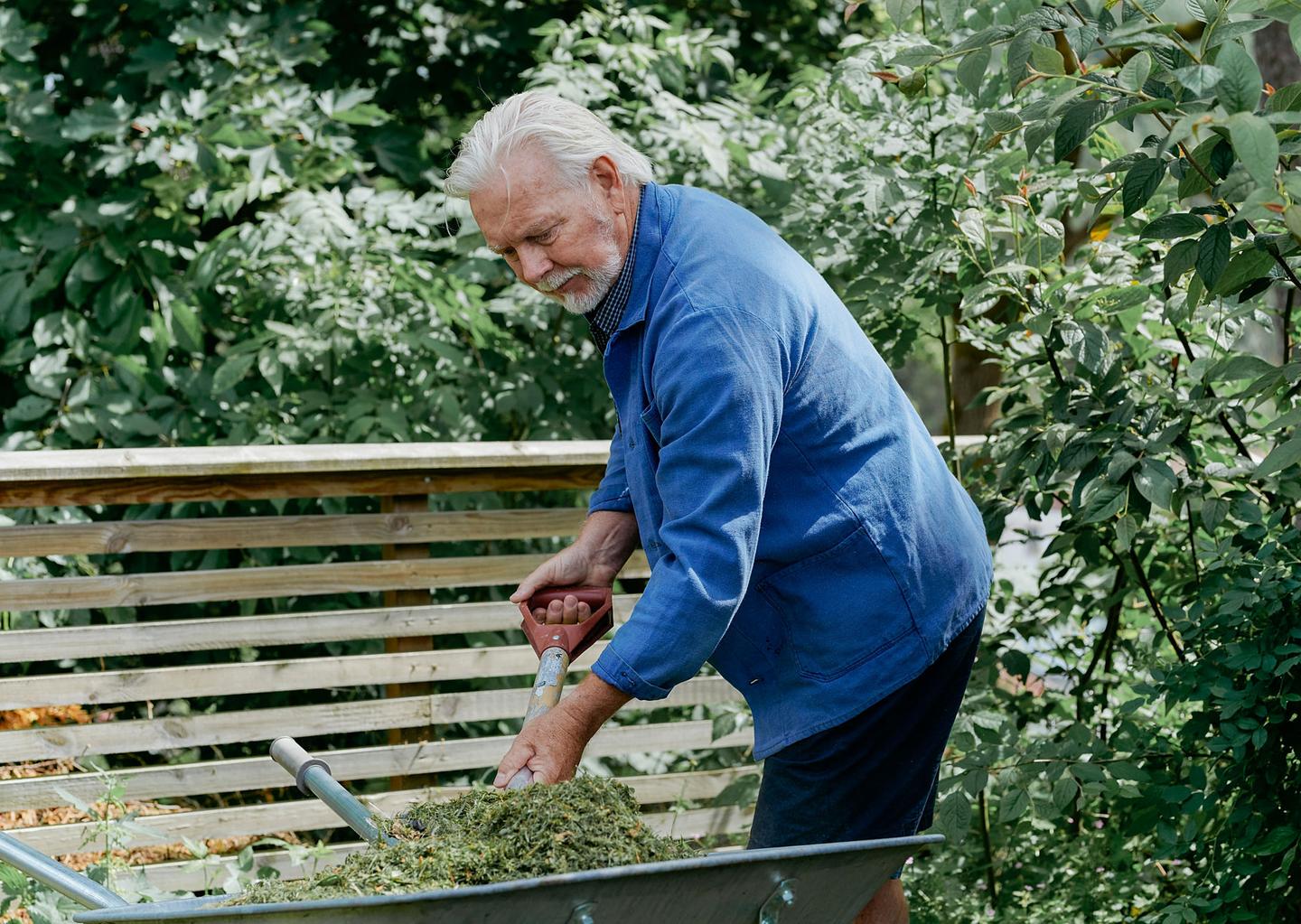 Man doing yard work