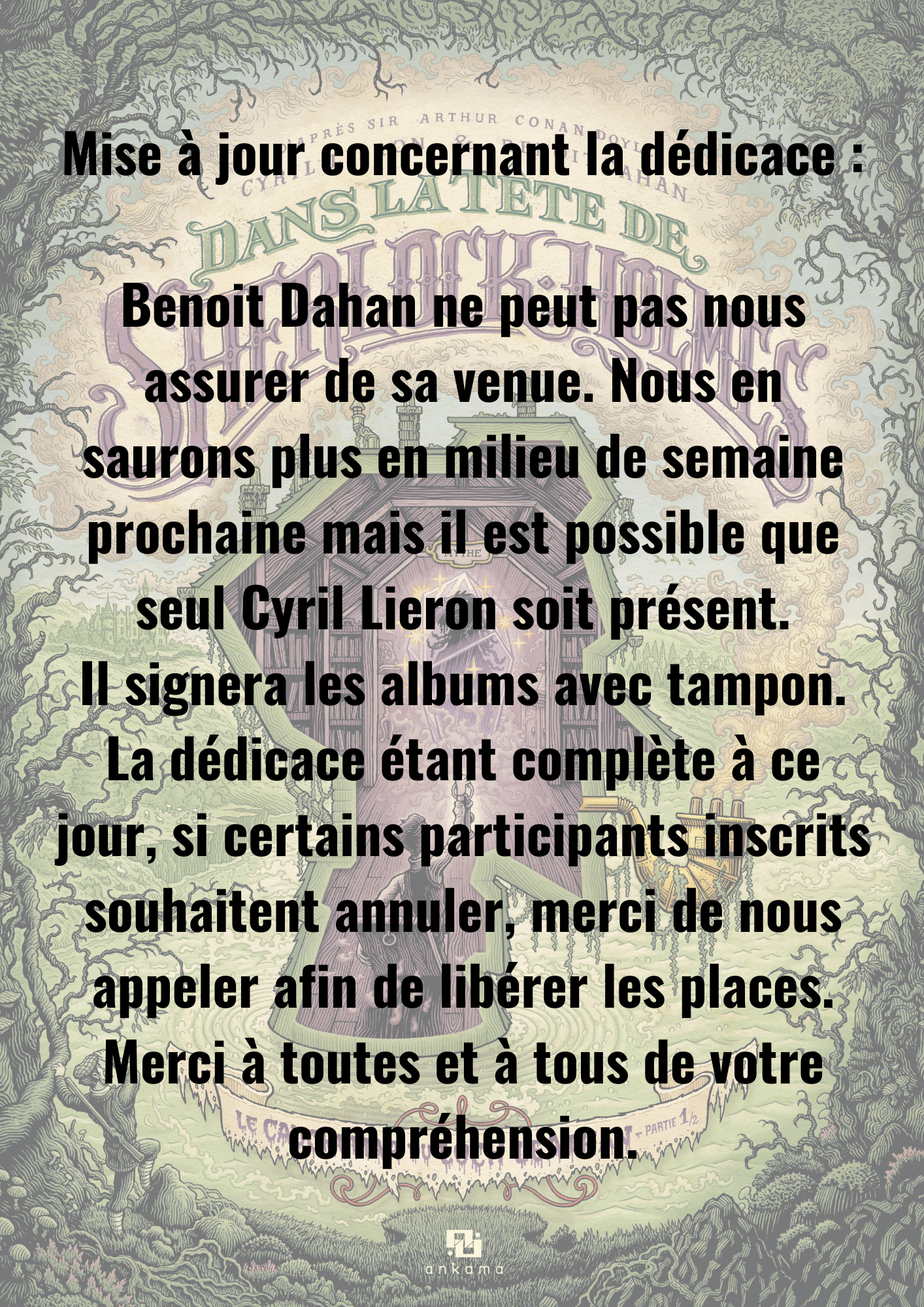 Mise à jour pour la dédicace du 27 mars