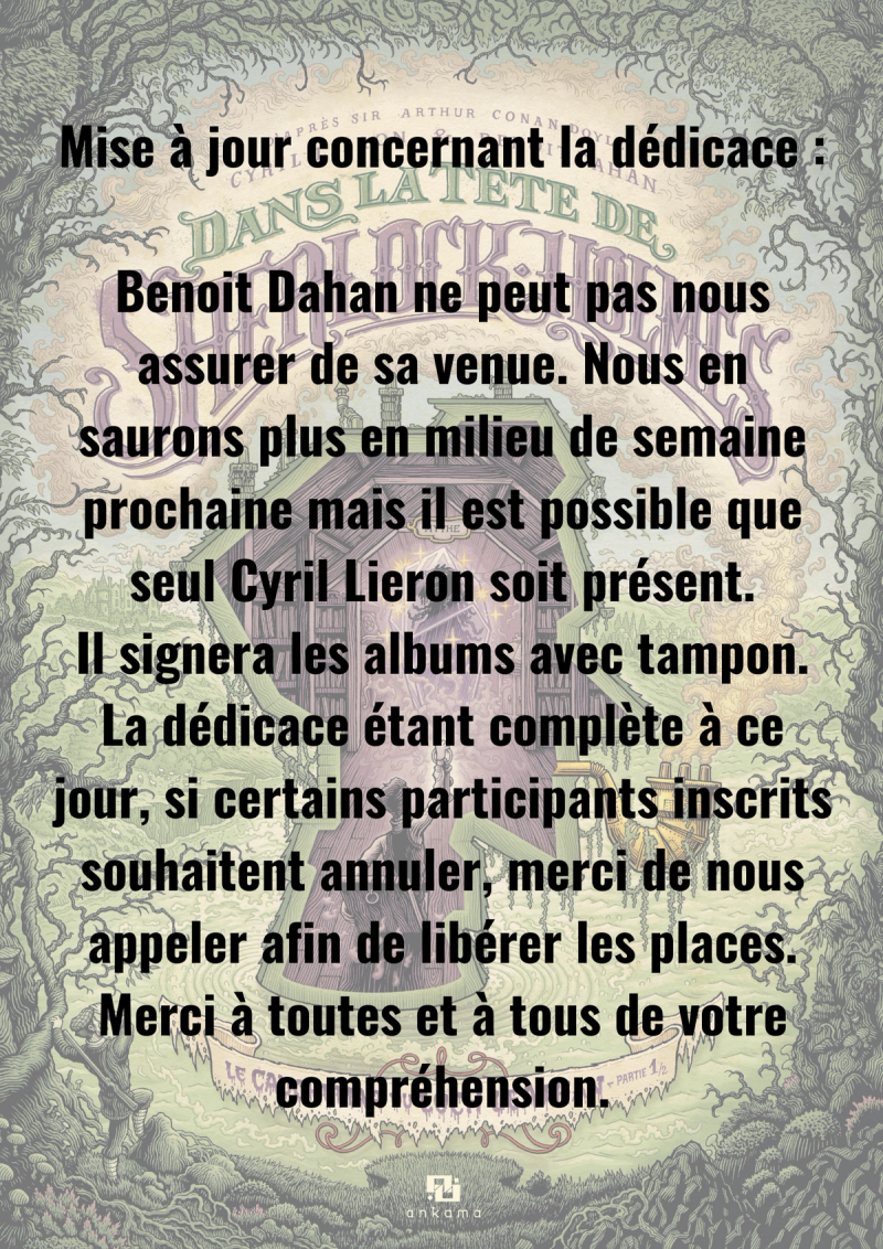 Mise à jour pour la dédicace du 27 mars