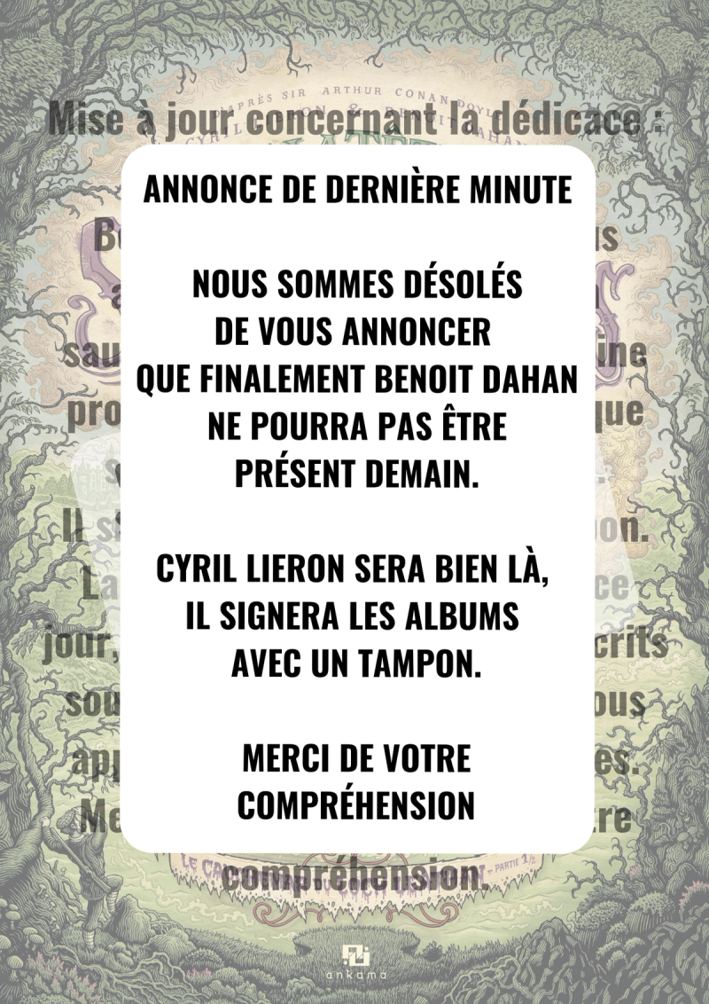 Mise à jour pour la dédicace du 27 mars