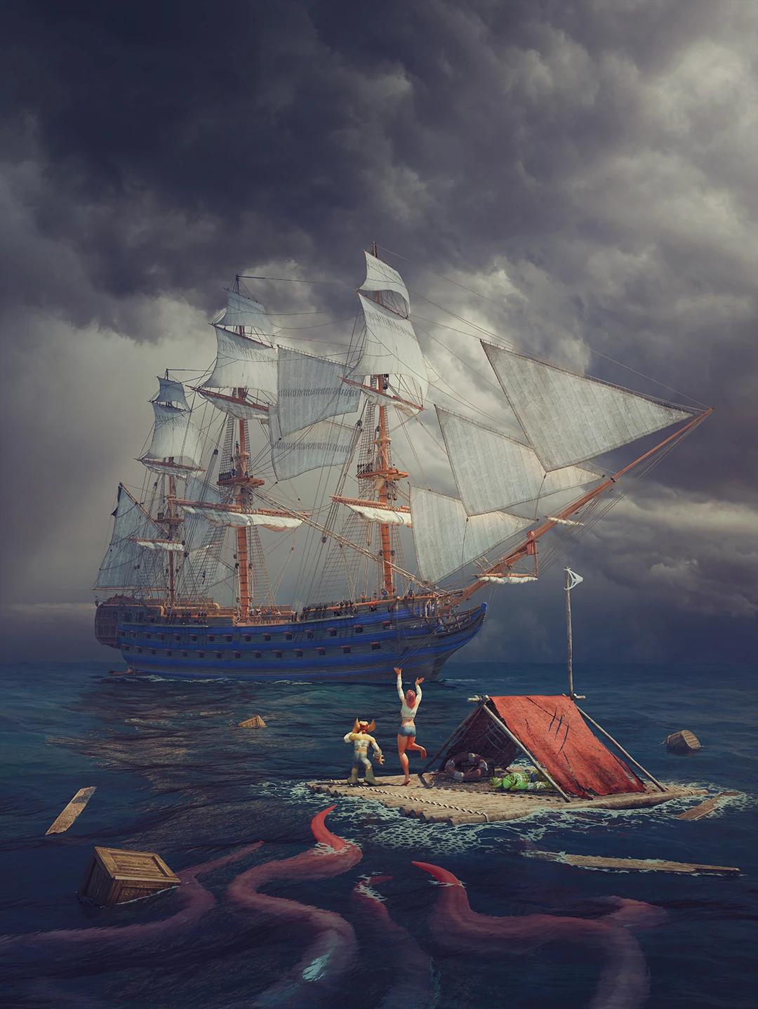 Sailing The Great Sea in Poster format
