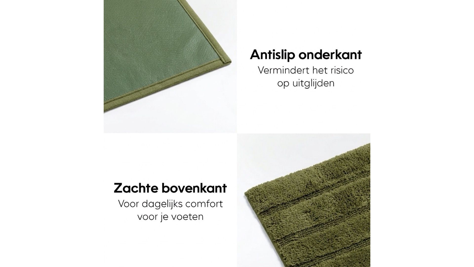 A generated Casilin bath mat infographic, with Dutch callouts for the anti-slip backing and the soft pile