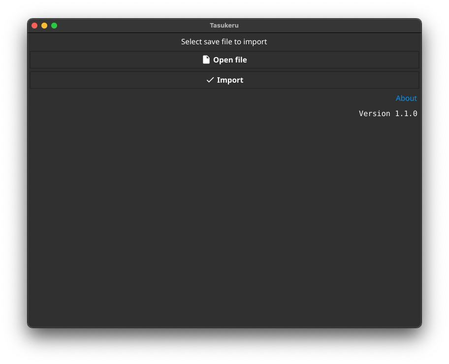 Tasukeru screenshot from the last release
