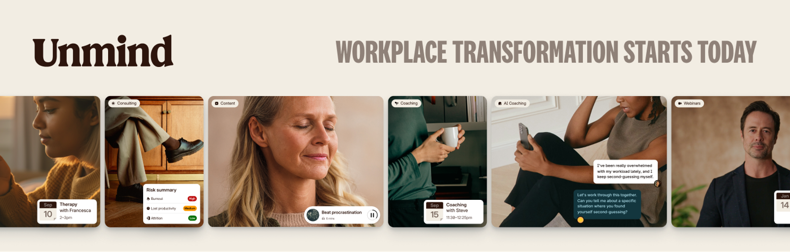 The Unmind platform website, work by Saigon Digital
