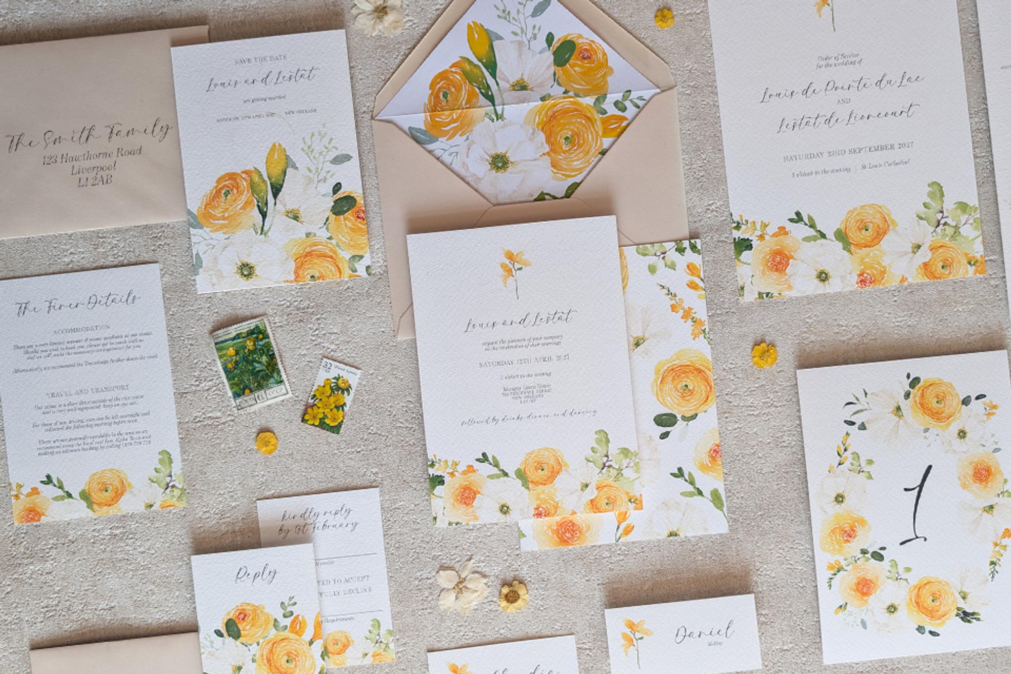 Butter Yellow wedding invitations