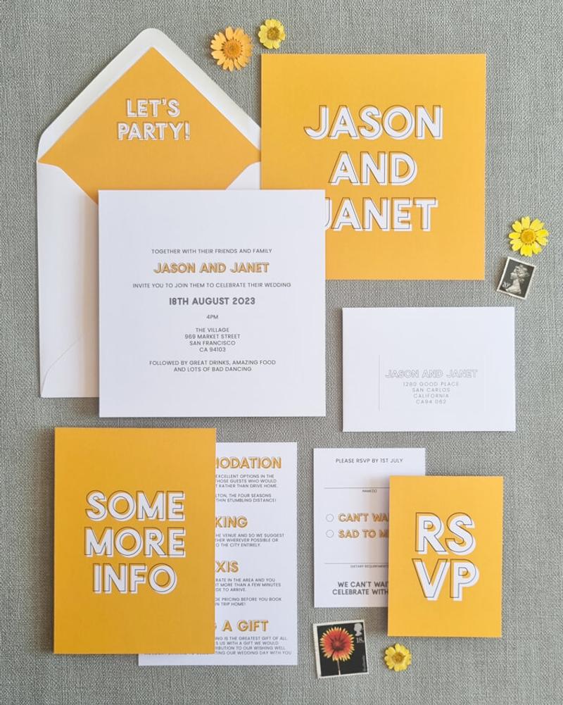 Colour Block wedding invitations