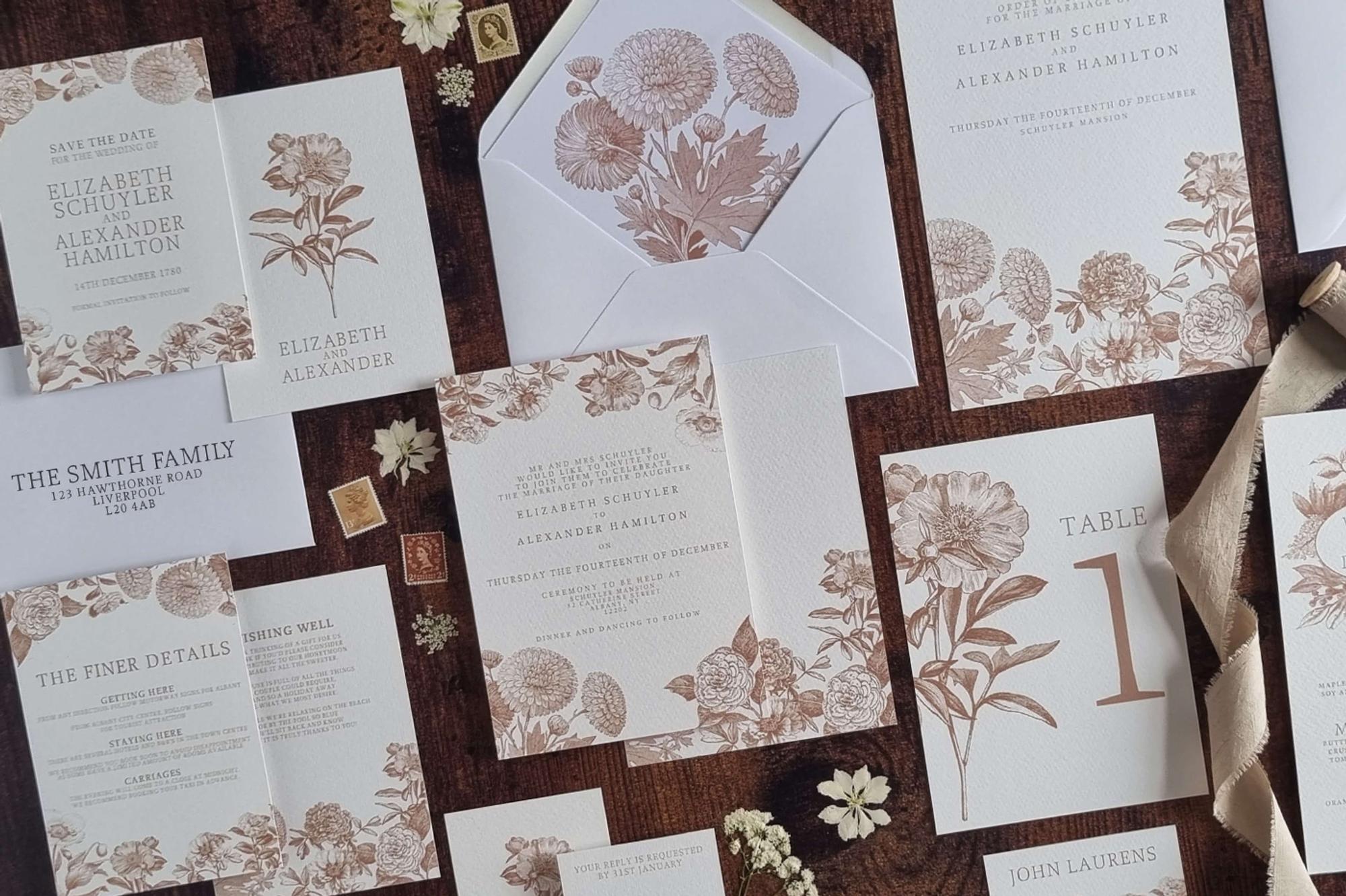 Victoriana wedding invitation set perfect for a manor hall wedding
