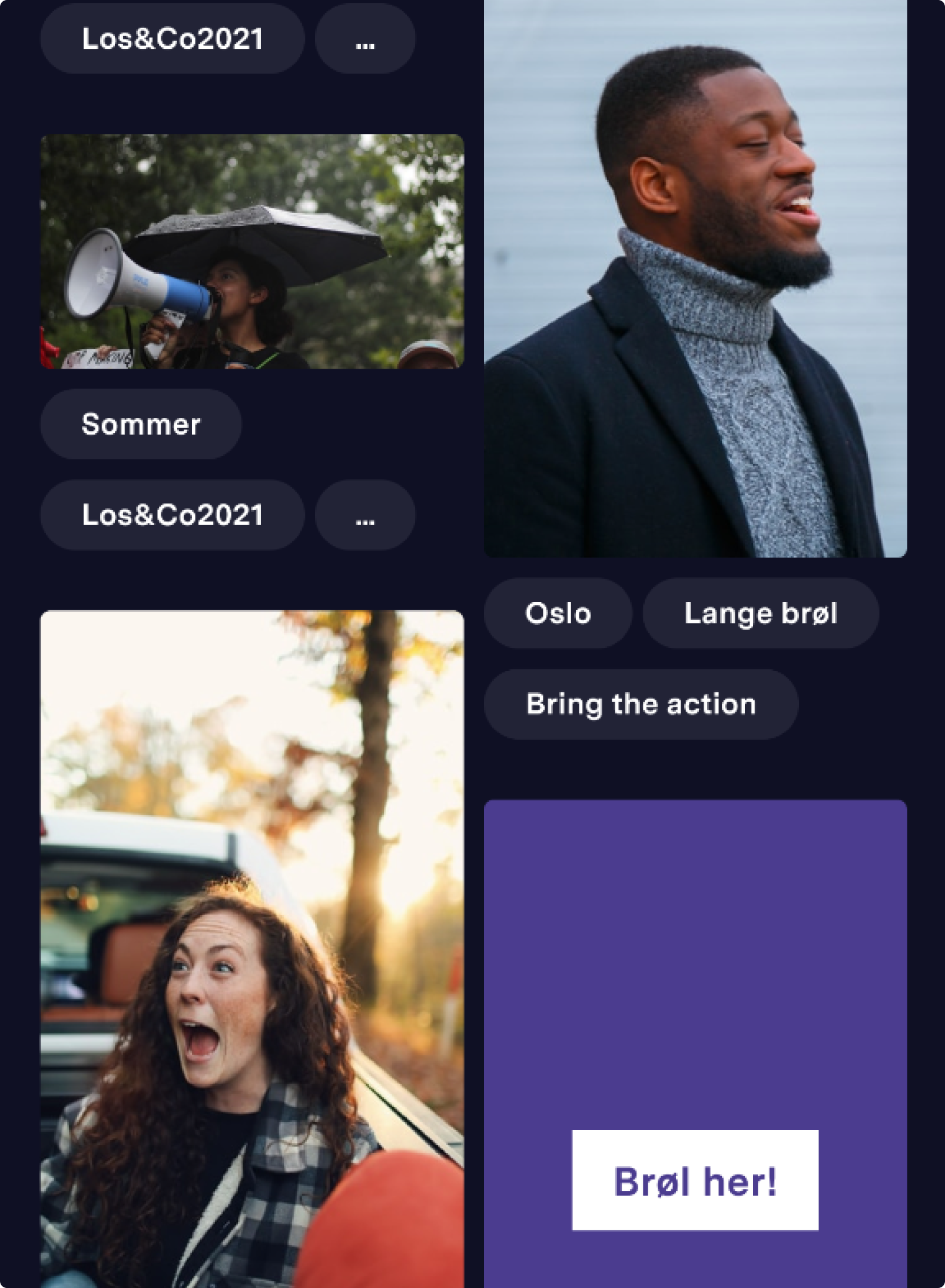 Klimabrøl opplastninger. Skjermbilde.