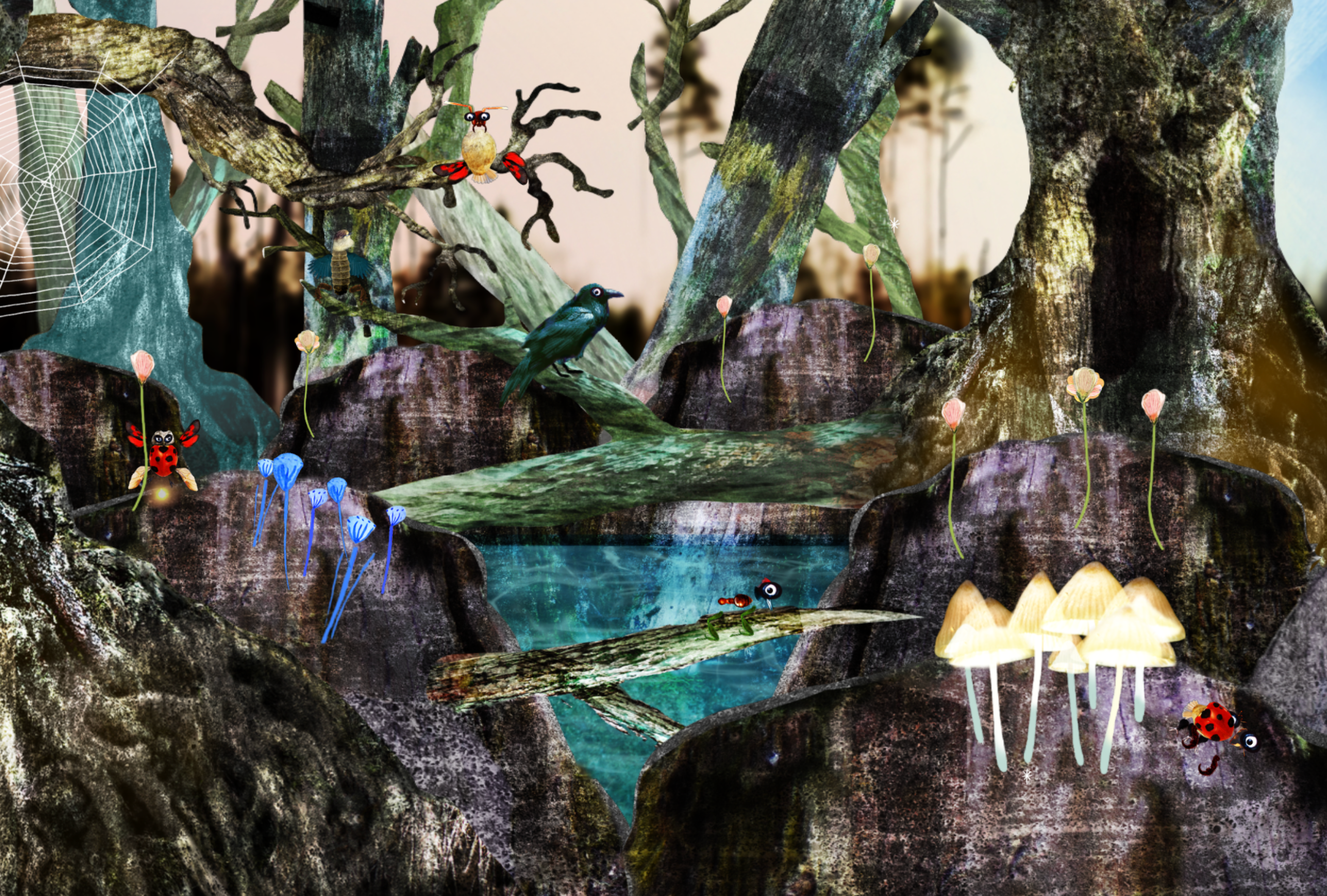 Grafikk til urskogen Silva på Nasjonalmuseet. Illustrasjon. Kreditering: Nasjonalmuseet