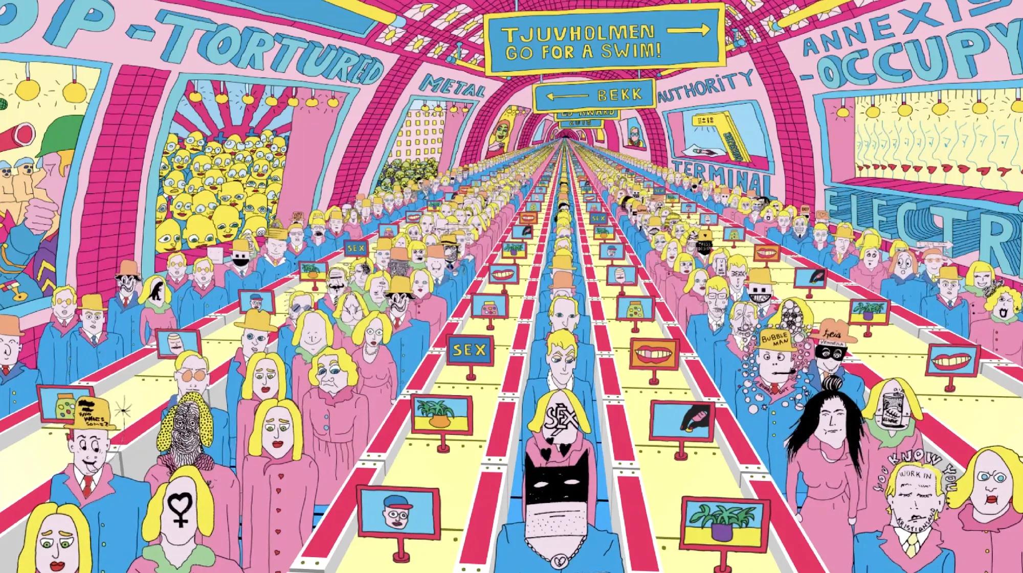 Grafikk til Pushwagner installasjon. Illustrasjon.