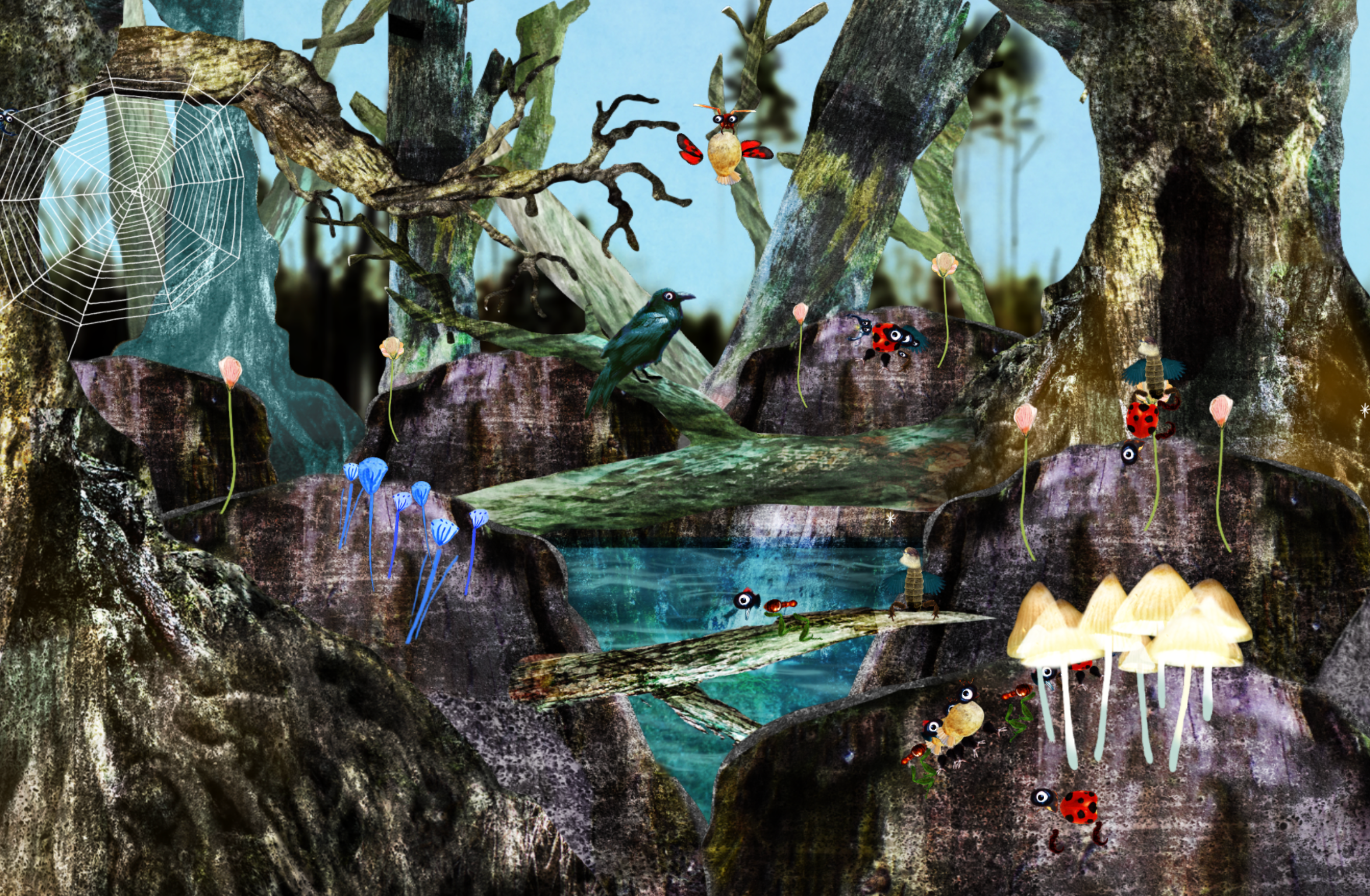 Grafikk til urskogen Silva på Nasjonalmuseet. Illustrasjon. Kreditering: Nasjonalmuseet