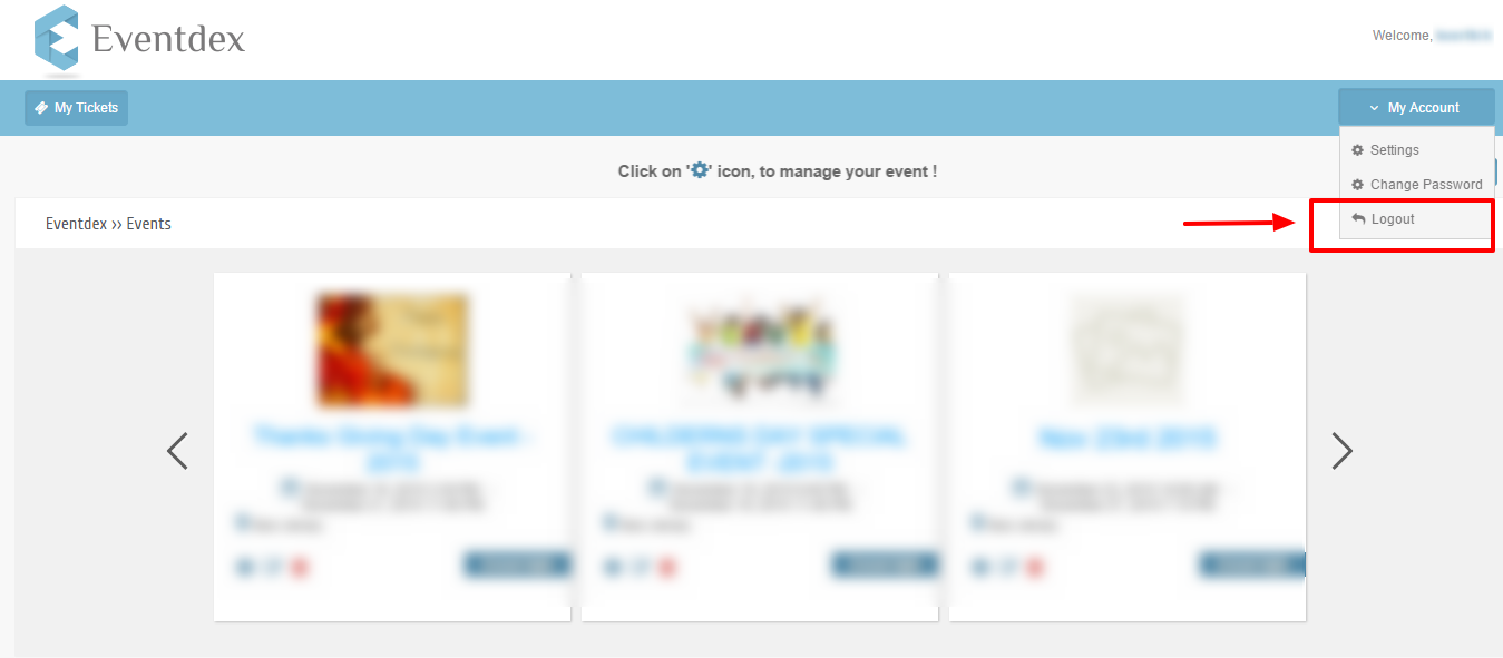 Eventdex account logout