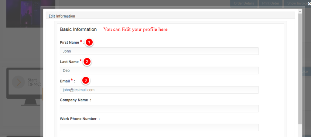 Eventdex profile information