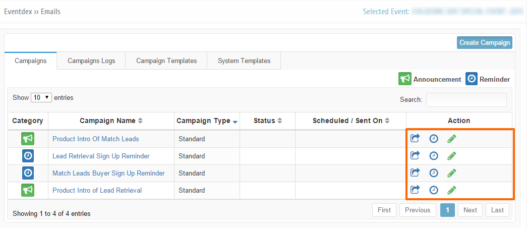 Campaign actions