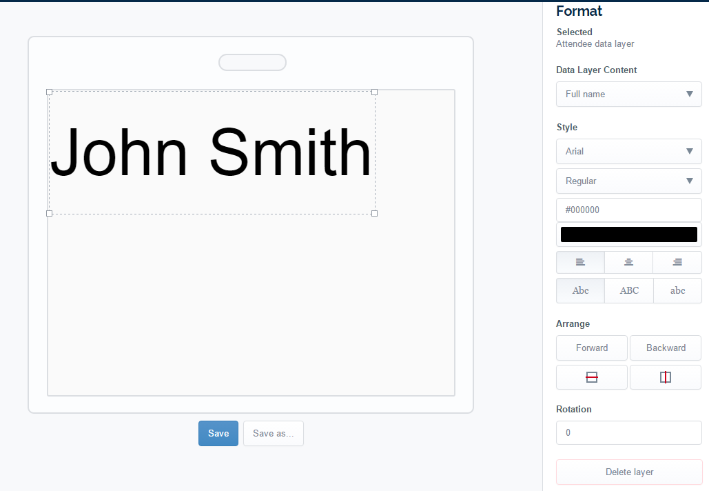 Attendee layer in Badge tool
