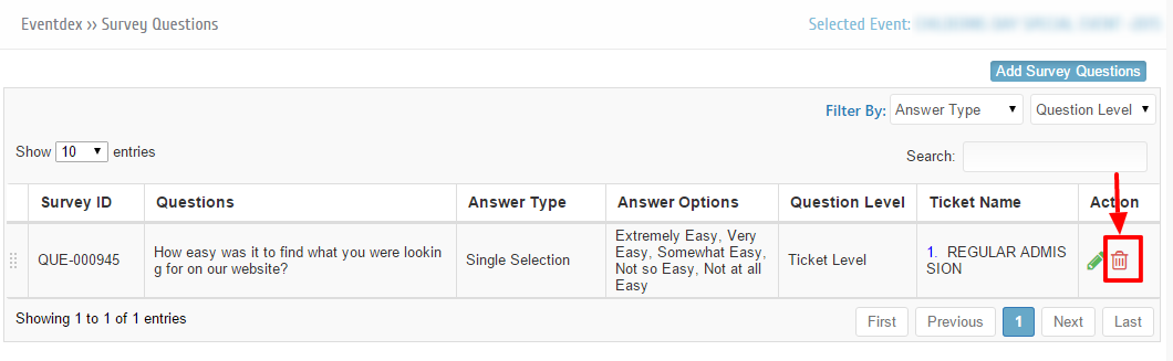 Delete Ticket level Survey Question