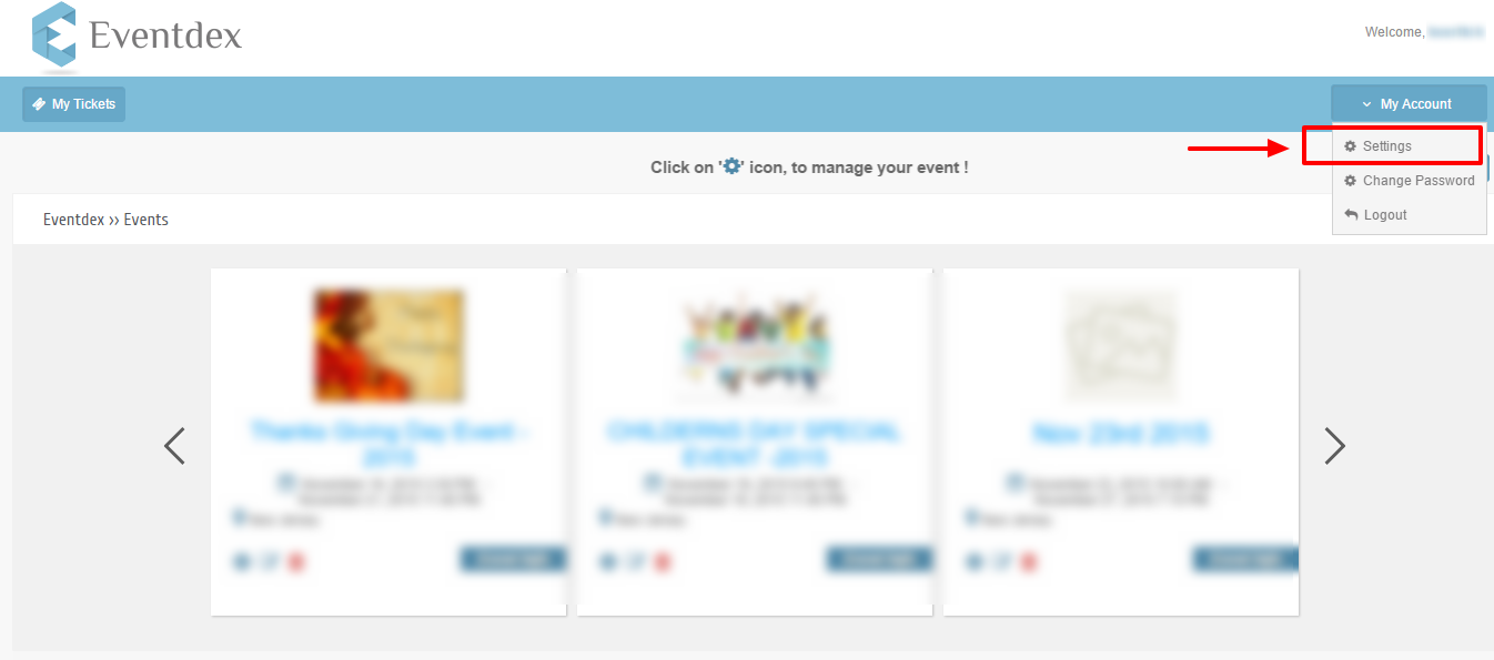 Eventdex settings