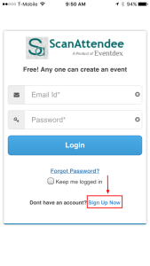 Login Screen clcik on Signup